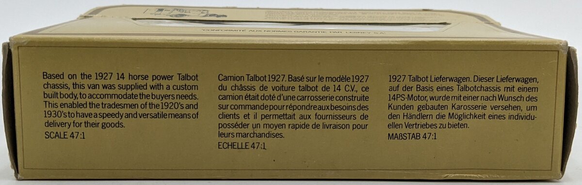 Matchbox Y-5 47:1 Models of Yesteryear Green Lipton's Tea 1927 Talbot Van