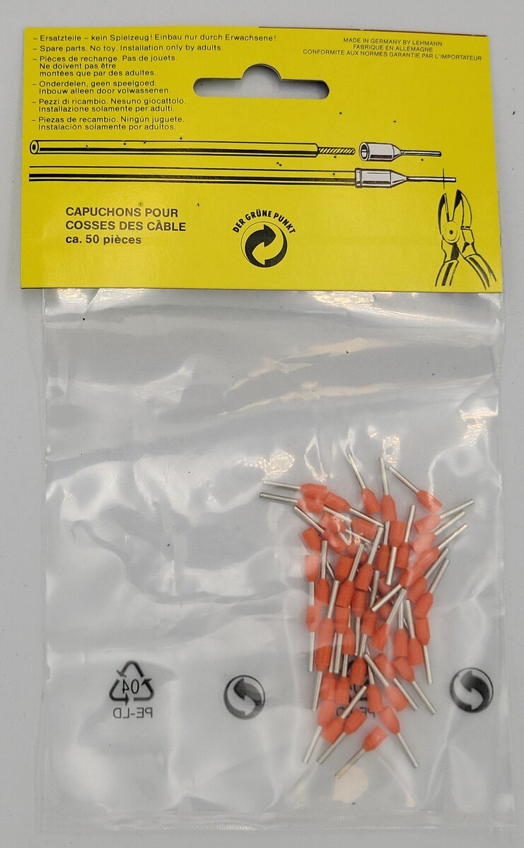 LGB 5013/1 G Scale Orange Crimp-On Wire Plugs in Separate Sale Pack (Bag of 50)