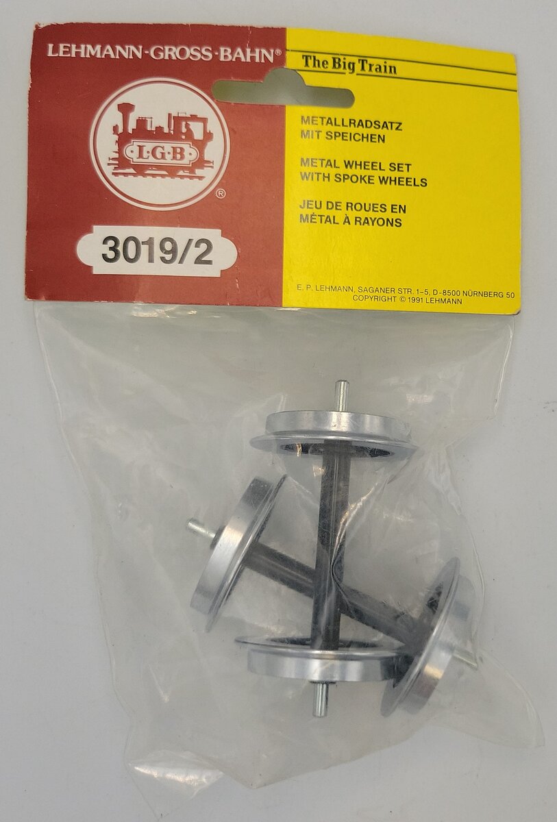LGB 3019/2 Metal Wheel Set With Spoke Wheels/Pair