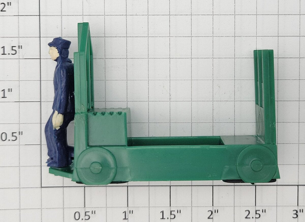 Lionel 2323-23 Dark Green Baggage Truck (Modern Design) with Painted Figure