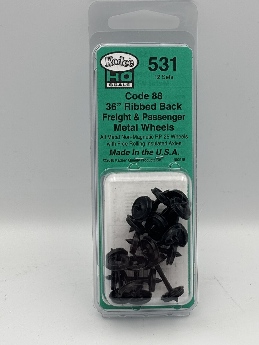 Kadee 531 HO Code 88 (.088) 36 Ribbed-Back RP-25 Wheelsets