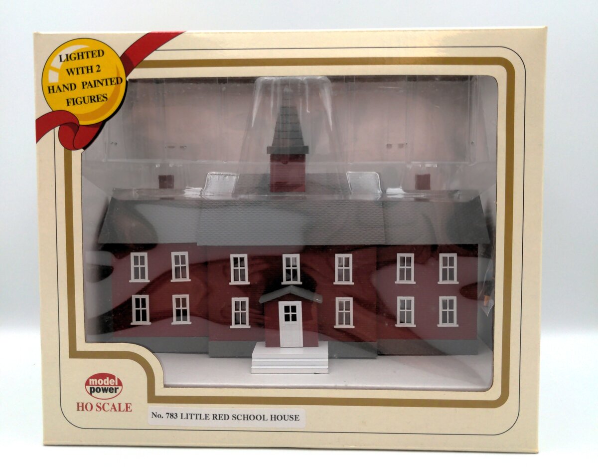 Model Power 783 HO Little Red School House Assembled Lighted W/2 Figures