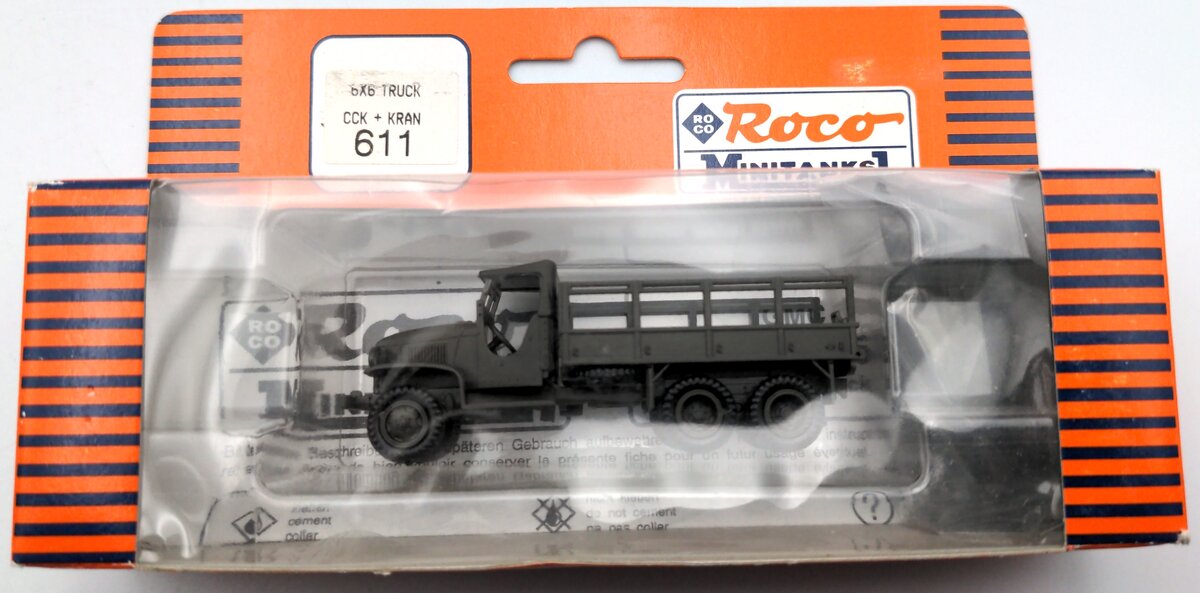 Roco 611 HO Scale MiniTanks CCK+ Kran 6 x 6 Military Plastic Truck