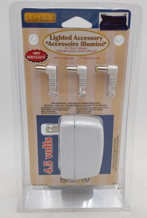 Lemax 44241 Lighted Accessory 4.5V AC Power Adaptor w/ 3 Outputs Jacks