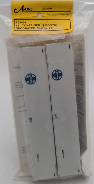 A-Line 25401 HO Scale Santa Fe 53' Smooth-Side Containers (Pack of 2)