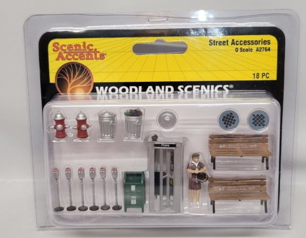 Woodland Scenics A2764 O Scenic Accents Street Accessories (Set of 18)