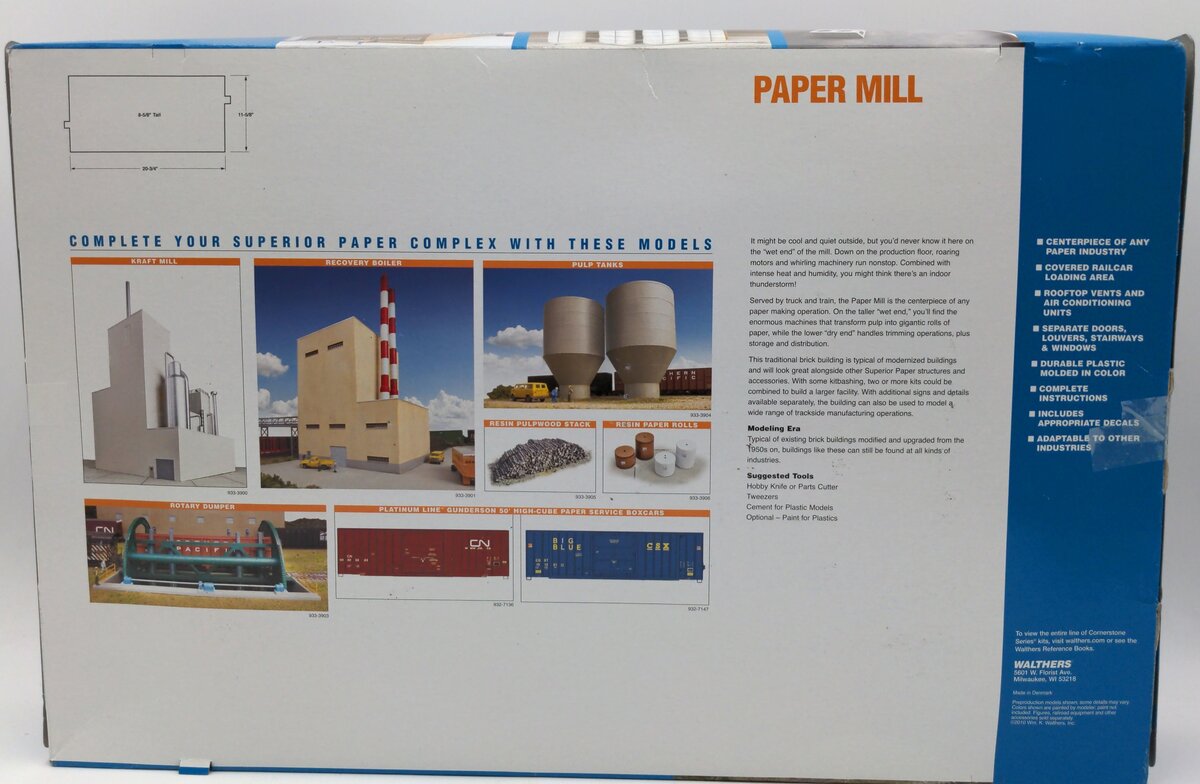Walthers 933-3902 HO Scale Paper Mill Superior Paper Building Kit