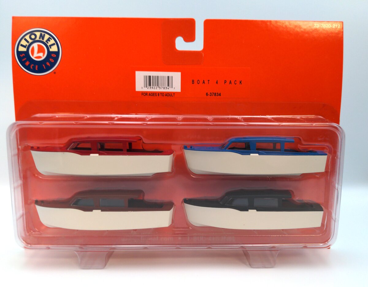 Lionel 6-37834 O Scale Plastic Boat Assorted Colors (Pack of 4)