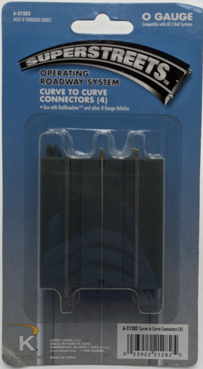 Lionel 6-21282 O Gauge SuperStreets 2.5" Straight Curve to Curve Connector (4)