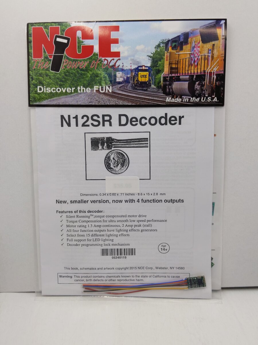 NCE N12SR N Scale 2 Function Decoder 3.5 Version