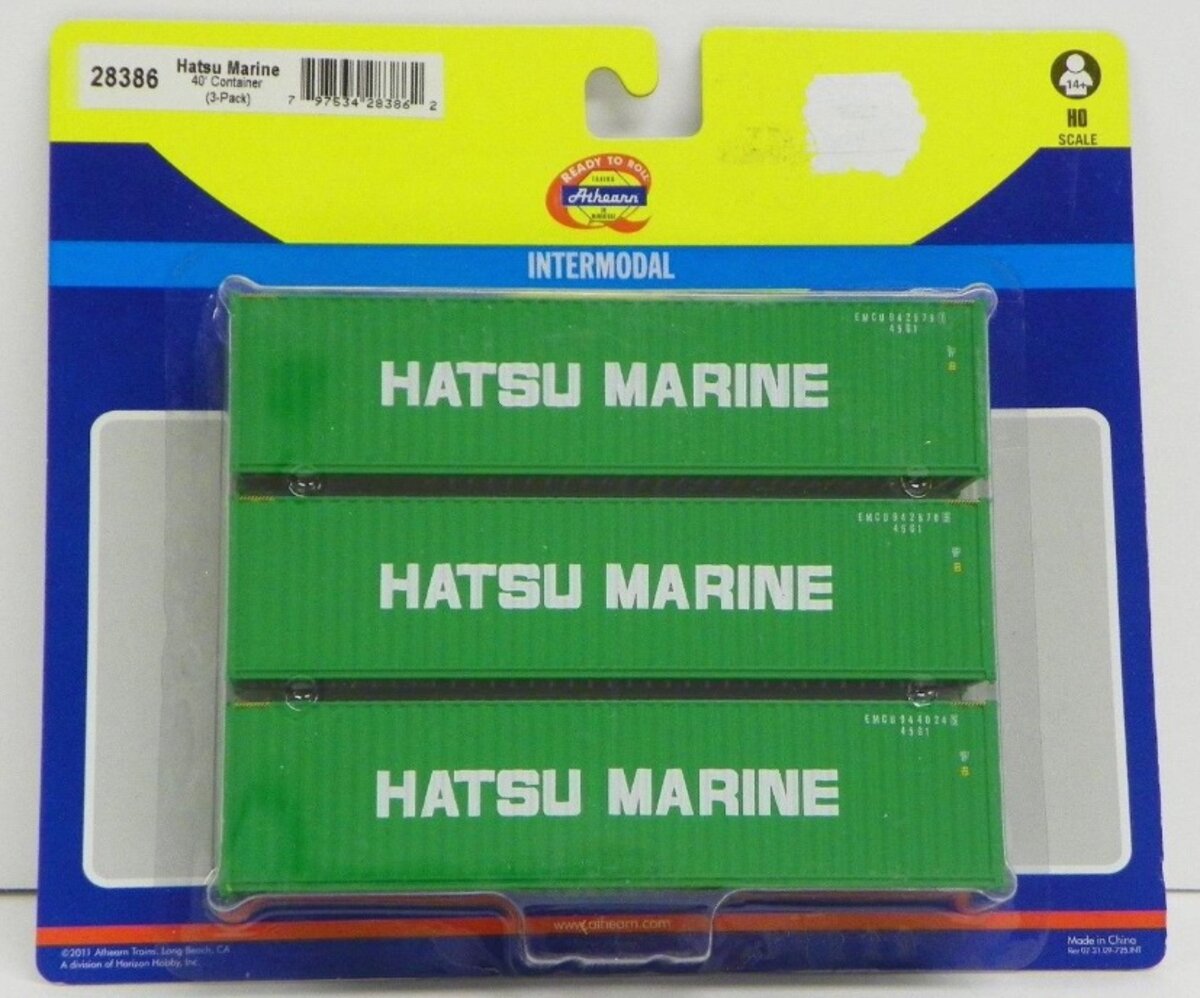 Athearn 28386 RTR Hatsu Marine HO 40' Corrugated Container (Set of 3)