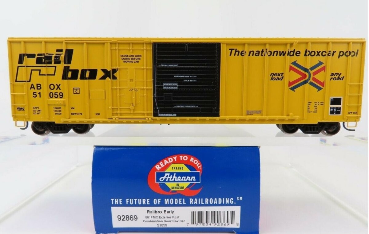 Athearn 92869 HO Railbox Early 50' FMC Boxcar #51059 LN/Box