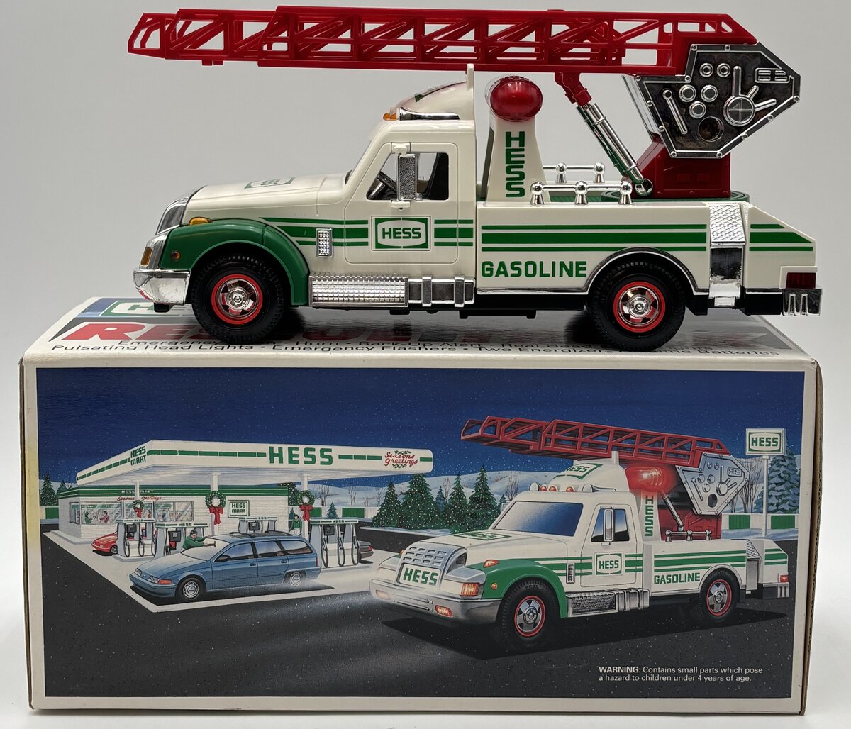 Hess 1994 Die Cast White & Green Rescue Truck W/Emergency Siren & Horn