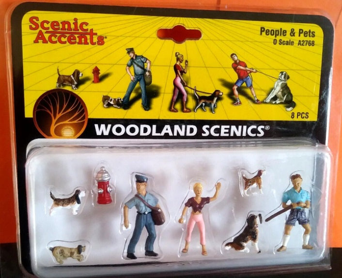 Woodland Scenics A2768 O Scenic Accents People and Pets Figures (Set of 8)