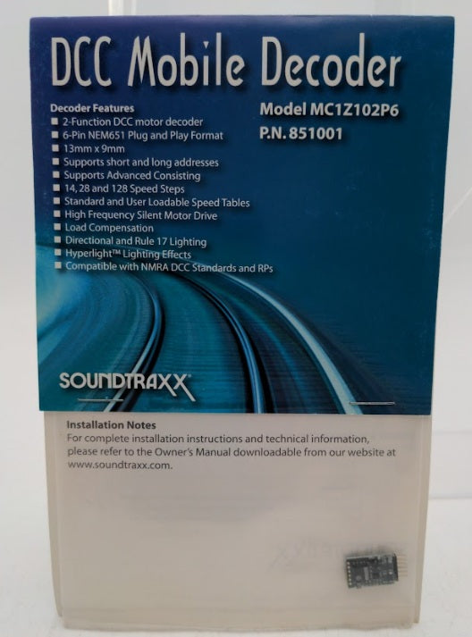 SoundTraxx 851001 N DCC Mobile Decoder - MC1 Series DCC Only