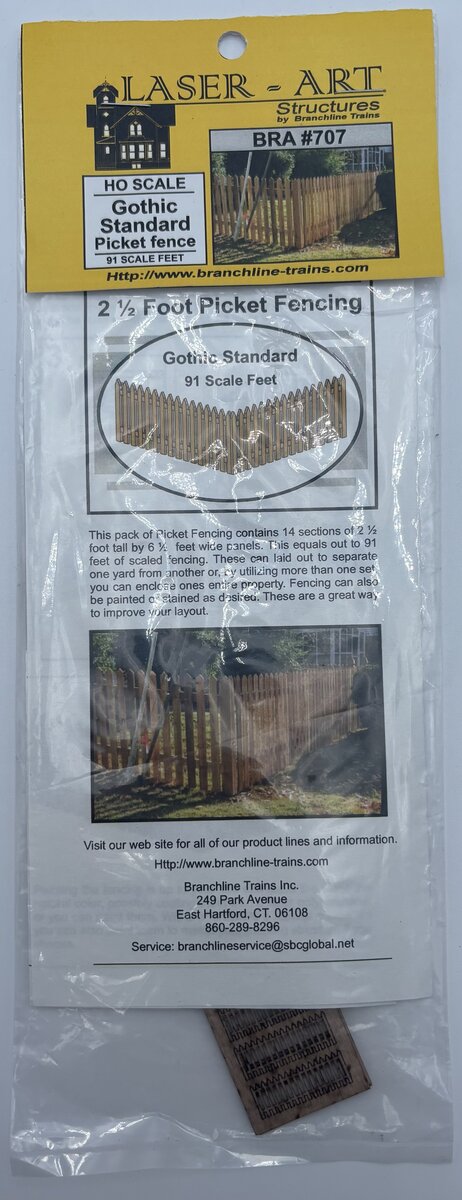 Branchline Trains 707 Gothic Std Picket Fence