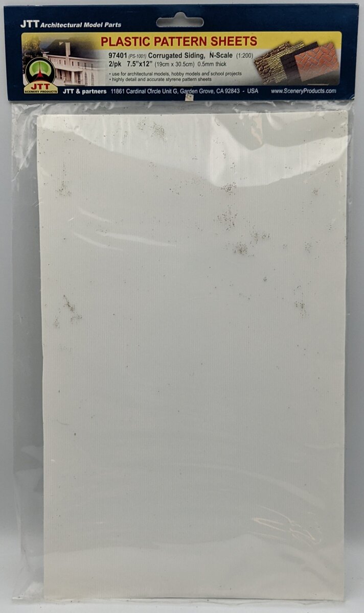 JTT Scenery Products 97401 N Textured Styrene Plastic Sheet of Corrugated Metal