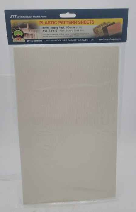 JTT Scenery Products 97407 HO Patterned Plastic Ribbed Metal Roofing (Pack of 2)
