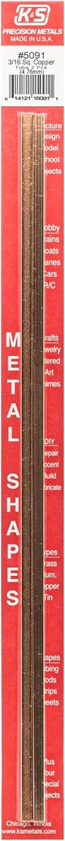 K&S 5091 3/16 x 12 Square Copper Tube (Pack of 2)