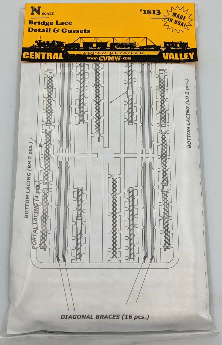 Central Valley 1813 N Scale 150' Bridge Lacing & Gusset Details