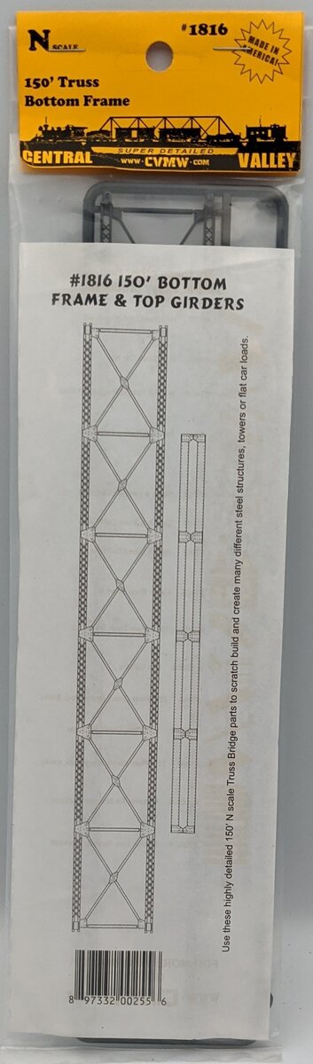Central Valley Models 1816 N 150' Truss Bridge Bottom Frame Detail Kit