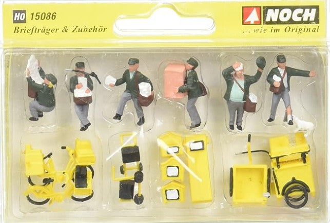 Noch 15086 HO Scale Postmen and Accessories Figures (Set of 6)
