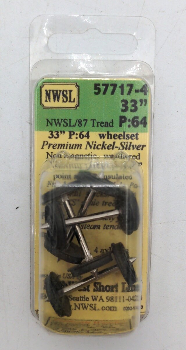 Northwest Short Line 57717-4 S Weathered Solid Nickel Silver Wheel Sets pkg(4)