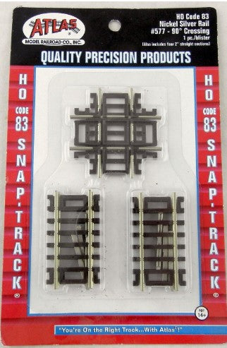 Atlas 577 HO Code 83 Nickel Silver 90 Degree Crossing Rail Track