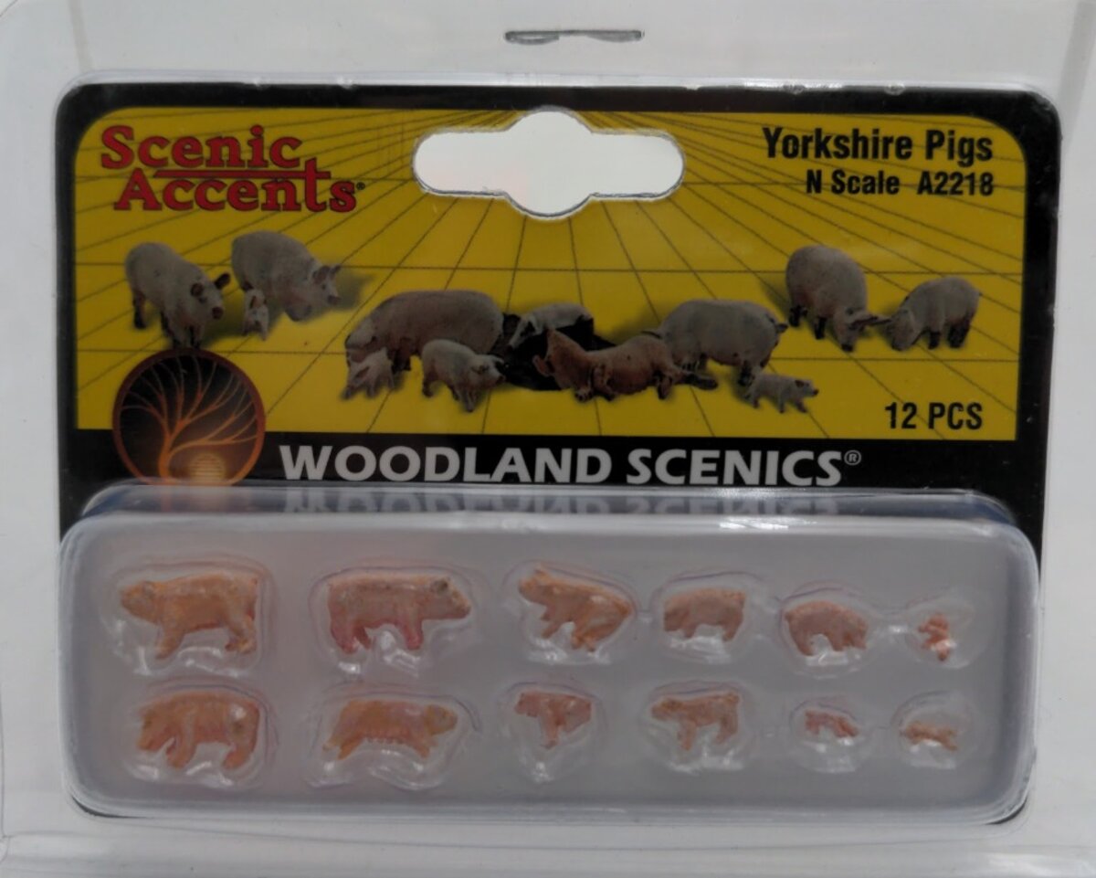 Woodland Scenics A2218 N Scenic Accents Yorkshire Pigs (Set of 12)