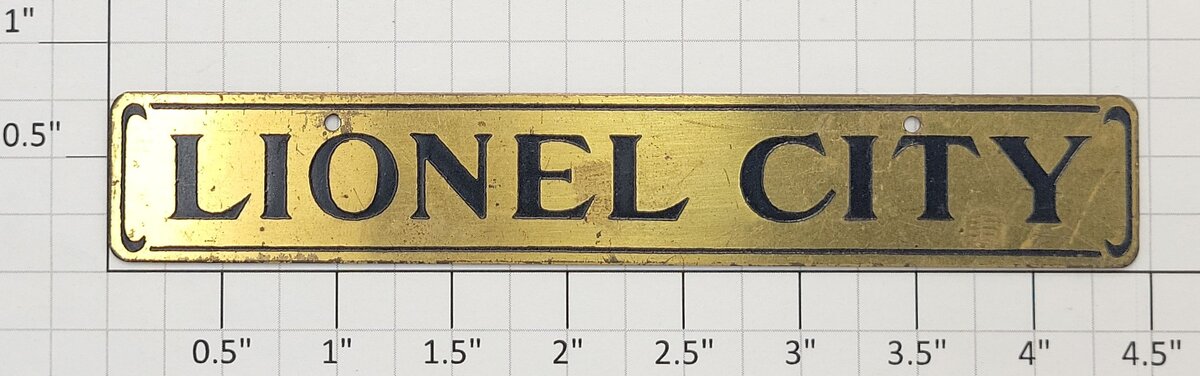 Lionel 124-120 Lionel City Brass Plate