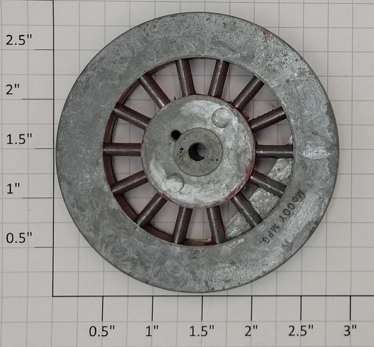 McCoy 390-44 Red Spoked 2-3/4" Std. Gauge Steam Loco Plain Wheel (4-40 Thread)