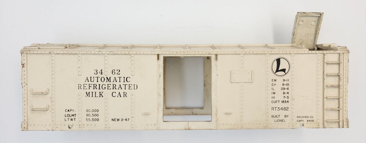 Lionel 3462-100 Eggshell Automatic Refrigerated Milk Car Body Shell