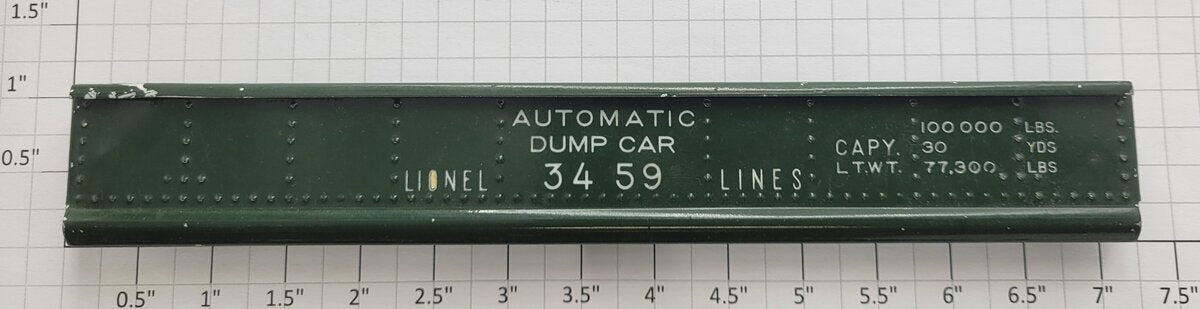Lionel 3469-4G Dark Green Dump Car Bin Side Door