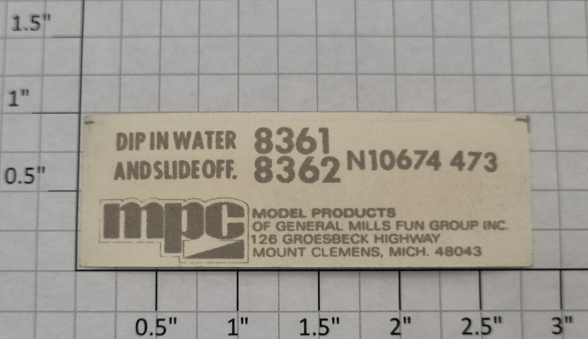 Lionel 8361-6 Western Pacific Alco Diesel A-Unit Water Soluble Nose Decal