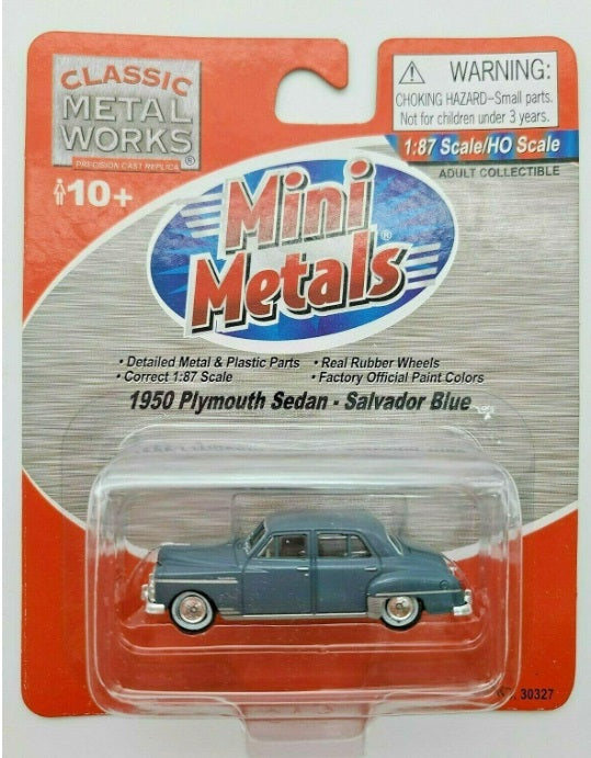 Classic Metal Works 30327 HO Mini Metals Salvador Blue '50 Plymouth Sedan Car
