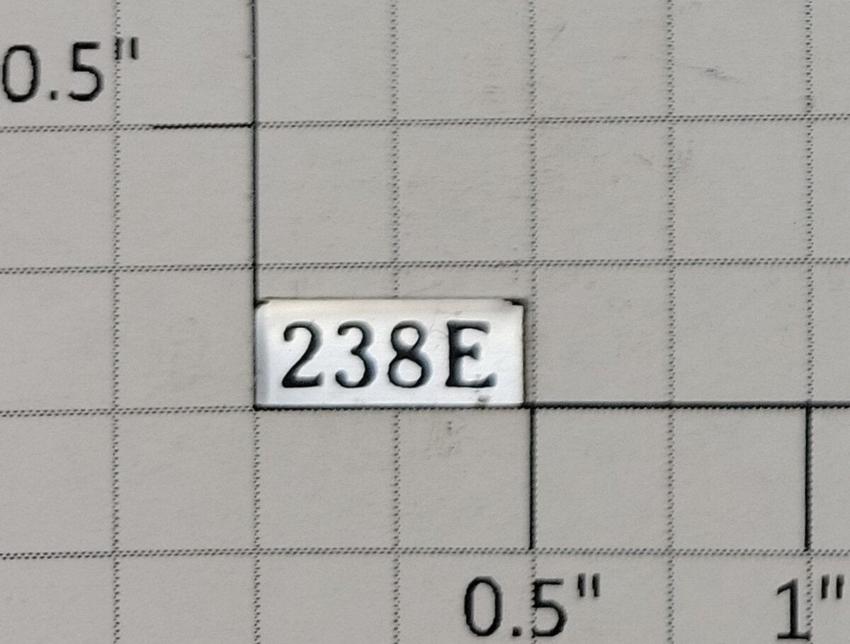 Lionel 238E-4 "238E" Adhesive Nameplate