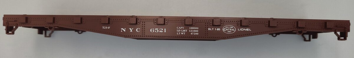 Lionel 6521-3 NYC Brown Flat Car Body #6521