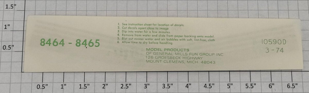 Lionel 8464-10 Rio Grande F3 A Water Soluble Nose Decal - Fits 8464, 8465