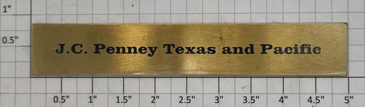 Lionel 18679-12 Bronze J.C. Penney T&P Locomotive Display Case Nameplate
