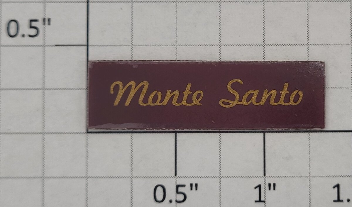 Lionel 19108-10 Norfolk & Western Monte Santo Dome Car Adhesive Nameplate