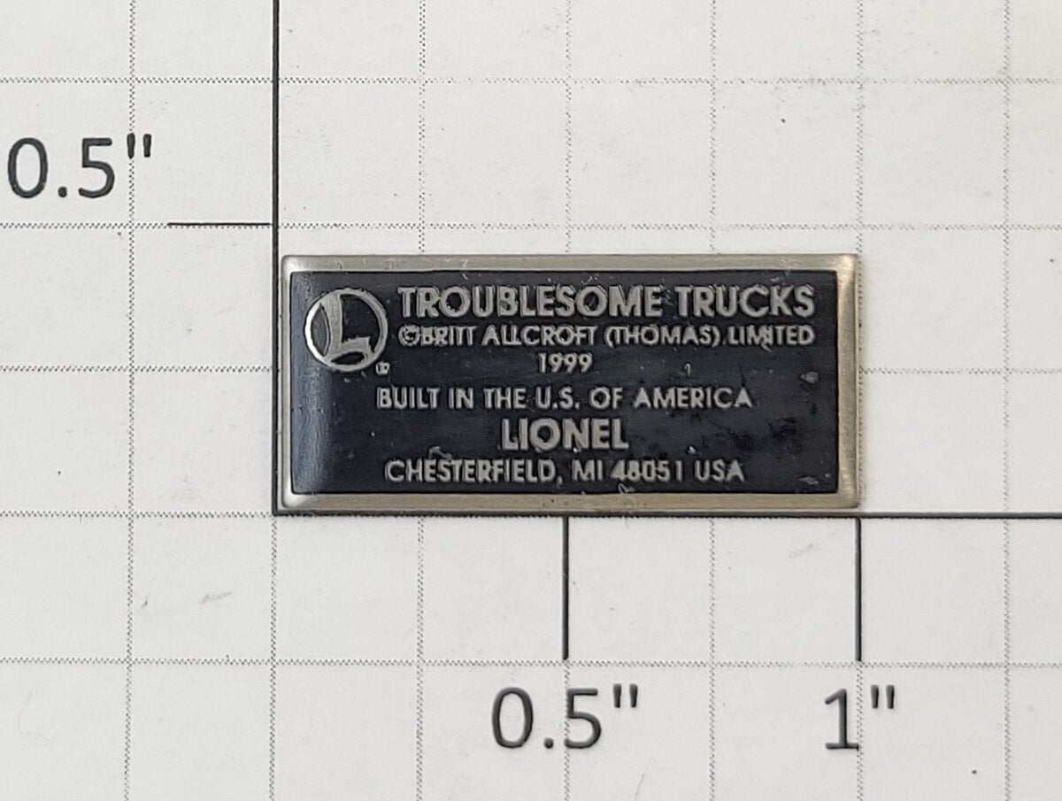 Lionel 36030-55 Thomas Troublesome Trucks Self-Adhesive Nameplate