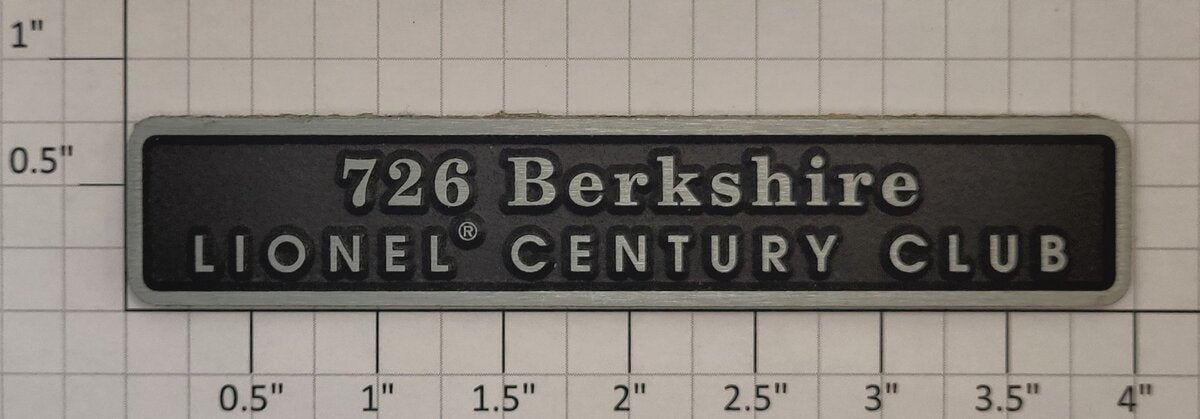 Lionel 18053-55 Adhesive Berkshire Century Club Display Case Nameplate #726