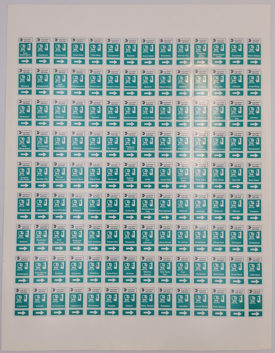 Lionel 70114-850 LIRR Station Stop Sticker Sheet