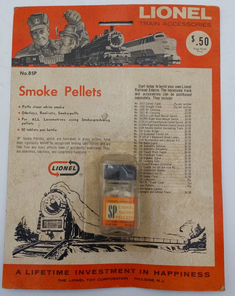 Lionel SP Vintage Smoke Pellet Bottle w/ Pellets