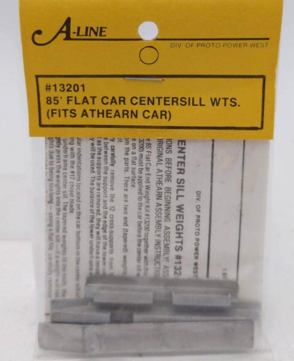 A-Line 13201 HO 85' Flat Car Centersill Weight Set-Fits Athearn Car