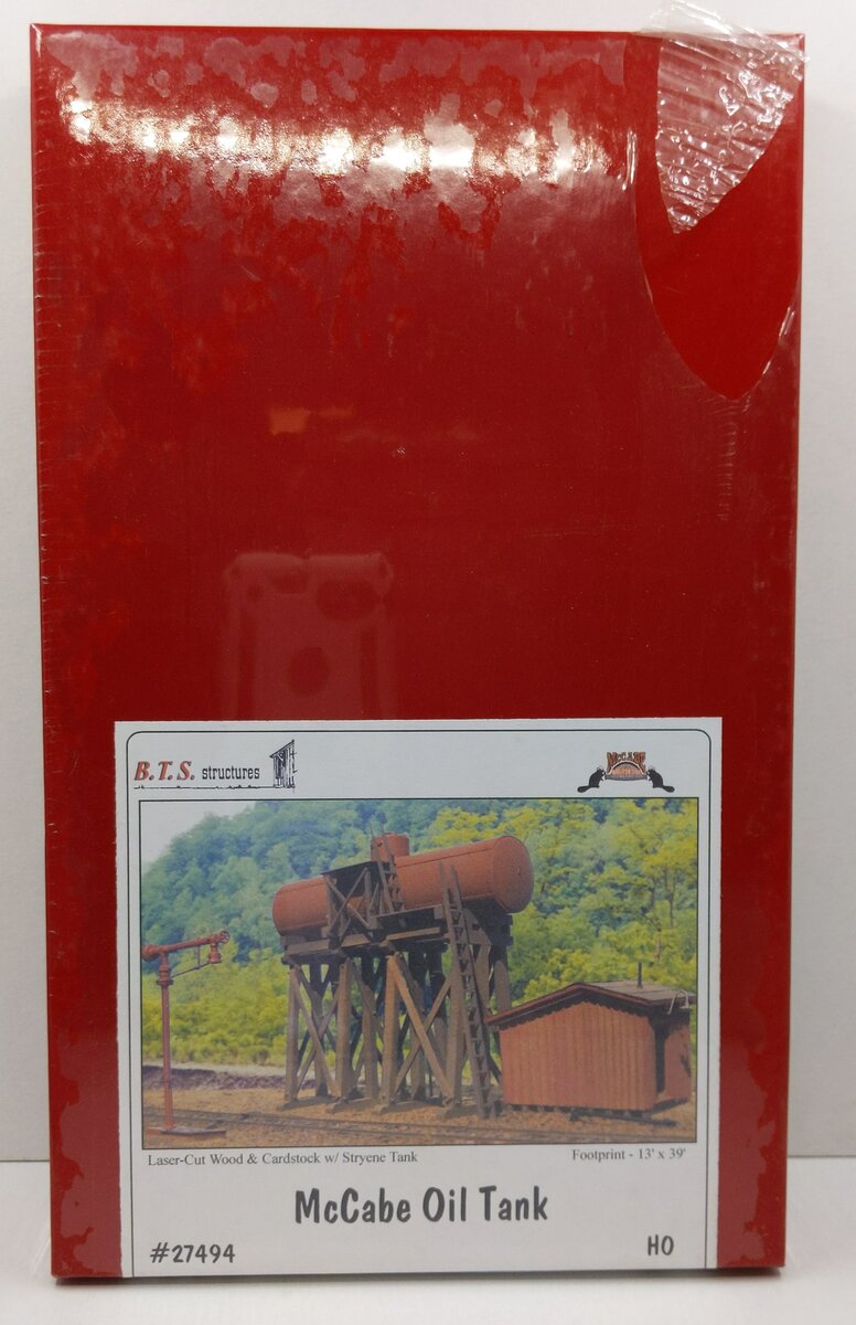 BTS 27494 HO Scale McCabe Oil Tank w /Pump House Laser-Cut Model Building Kit
