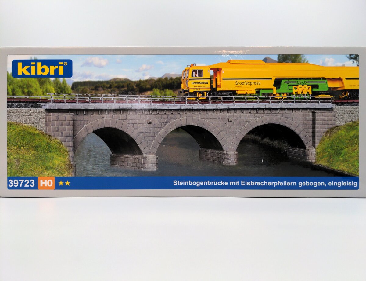 Kibri 39723 HO Single Track 45° Curved Stone Bridge Kit