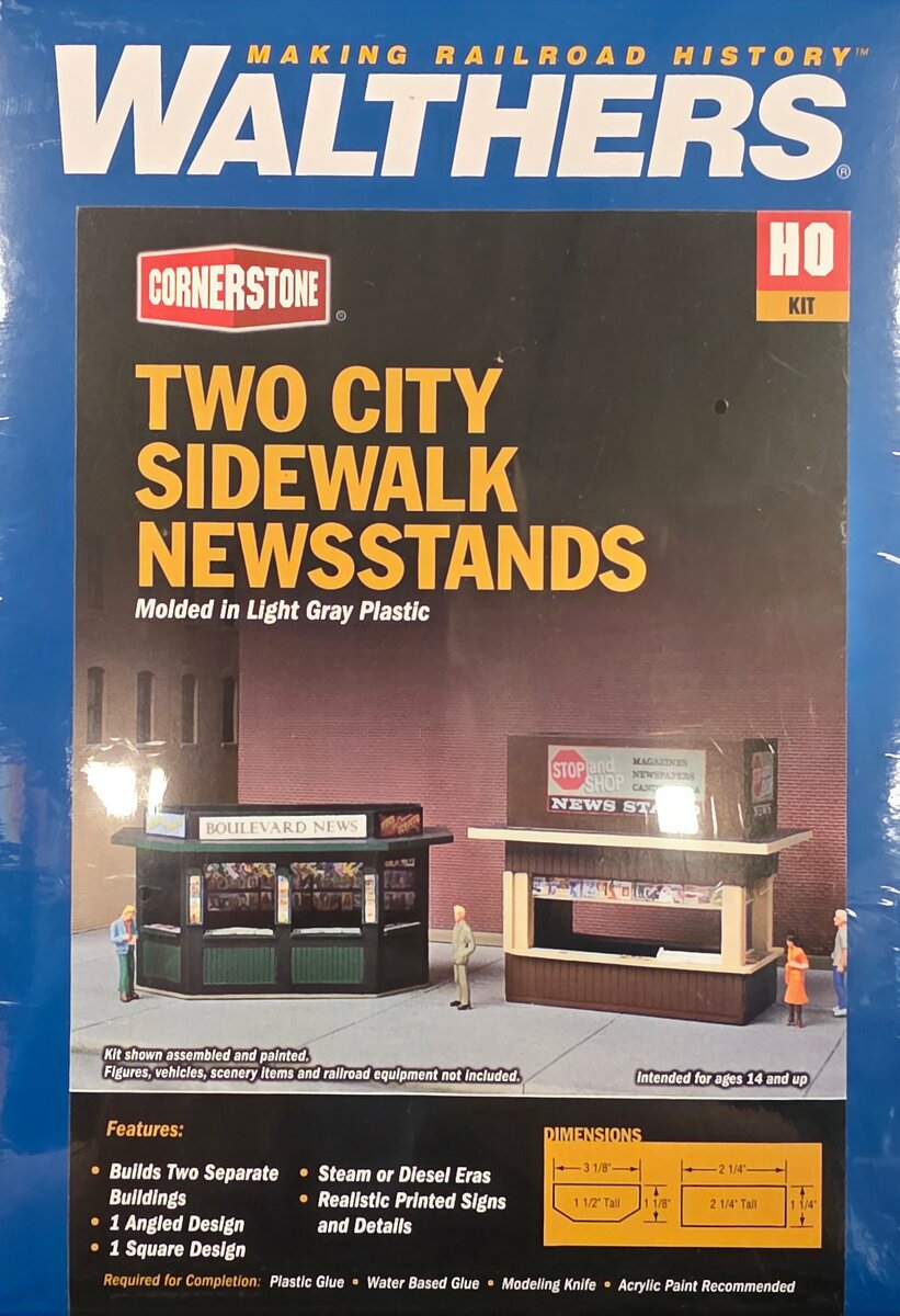 Walthers 933-3773 HO Two City Sidewalk Newsstands Kit