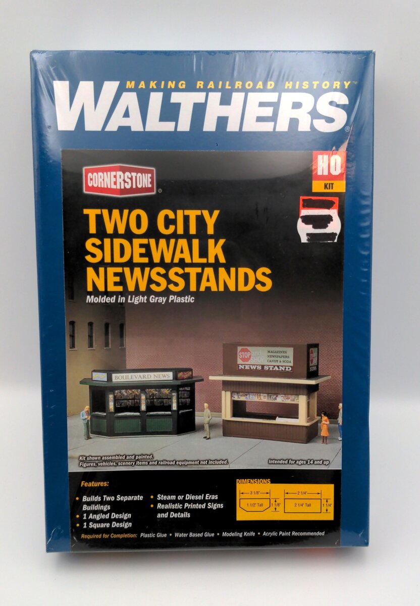 Walthers 933-3773 HO Two City Sidewalk Newsstands Kit