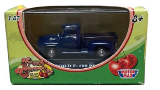 Motormax Toy USA 8010 1:87 Fresh Cherries Navy Blue 1956 Ford F-100 Pickup Truck